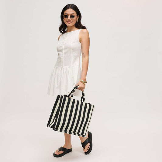 Striped Tote Bag: Black and White