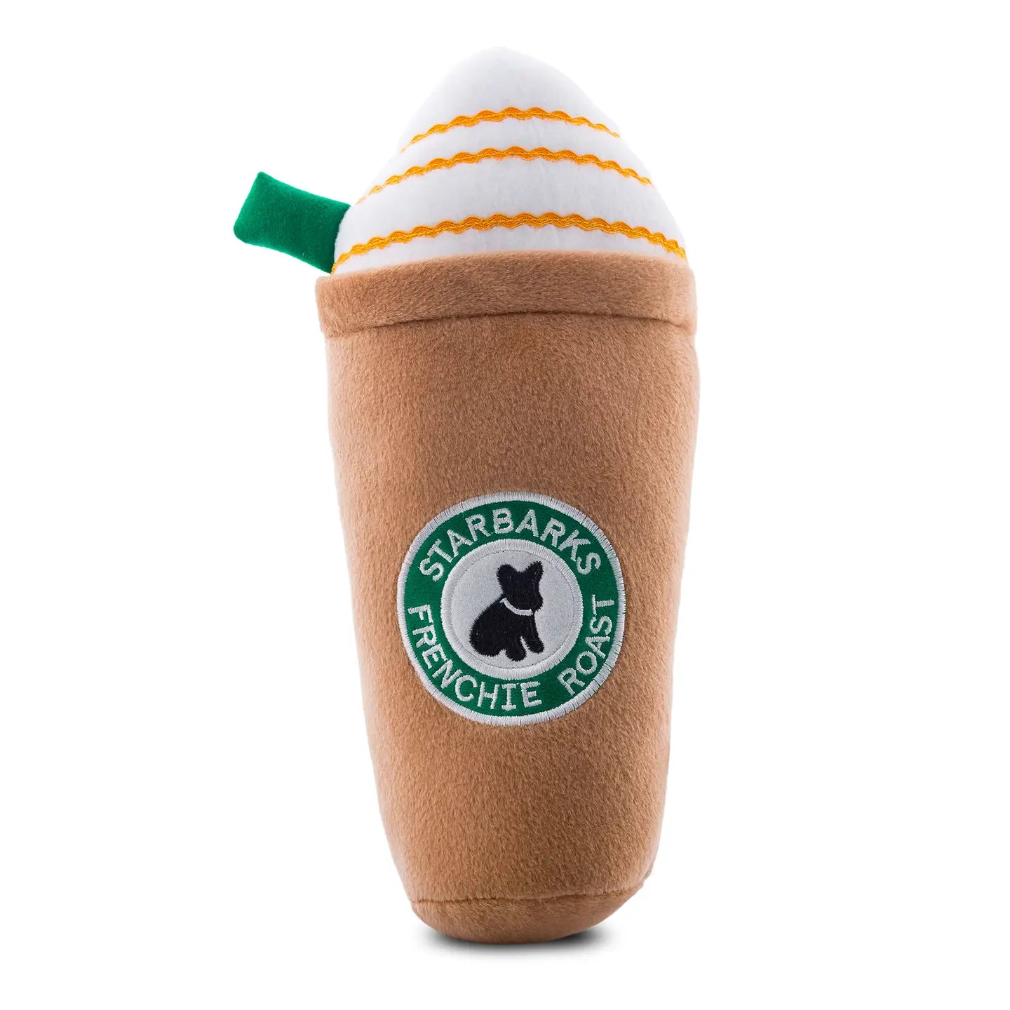 Starbarks Frenchie Roast w/ Straw Squeaker Dog Toy