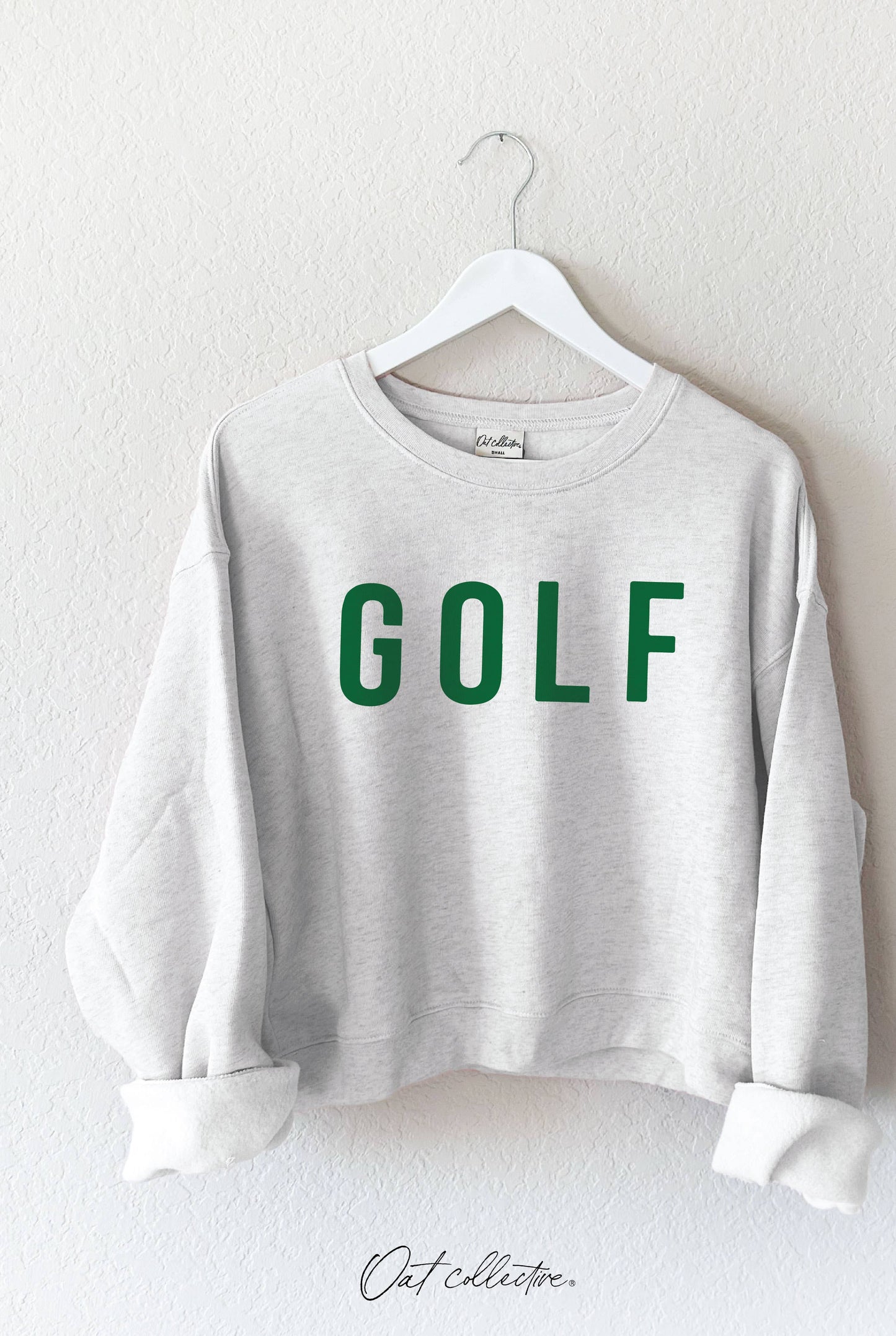 GOLF Mid length Cropped Graphic Fleece Pullover Relaxed Fit.: VINTAGE WHITE / S