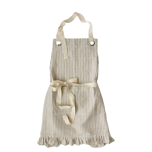 Ruffle Pin Stripe Apron: Green