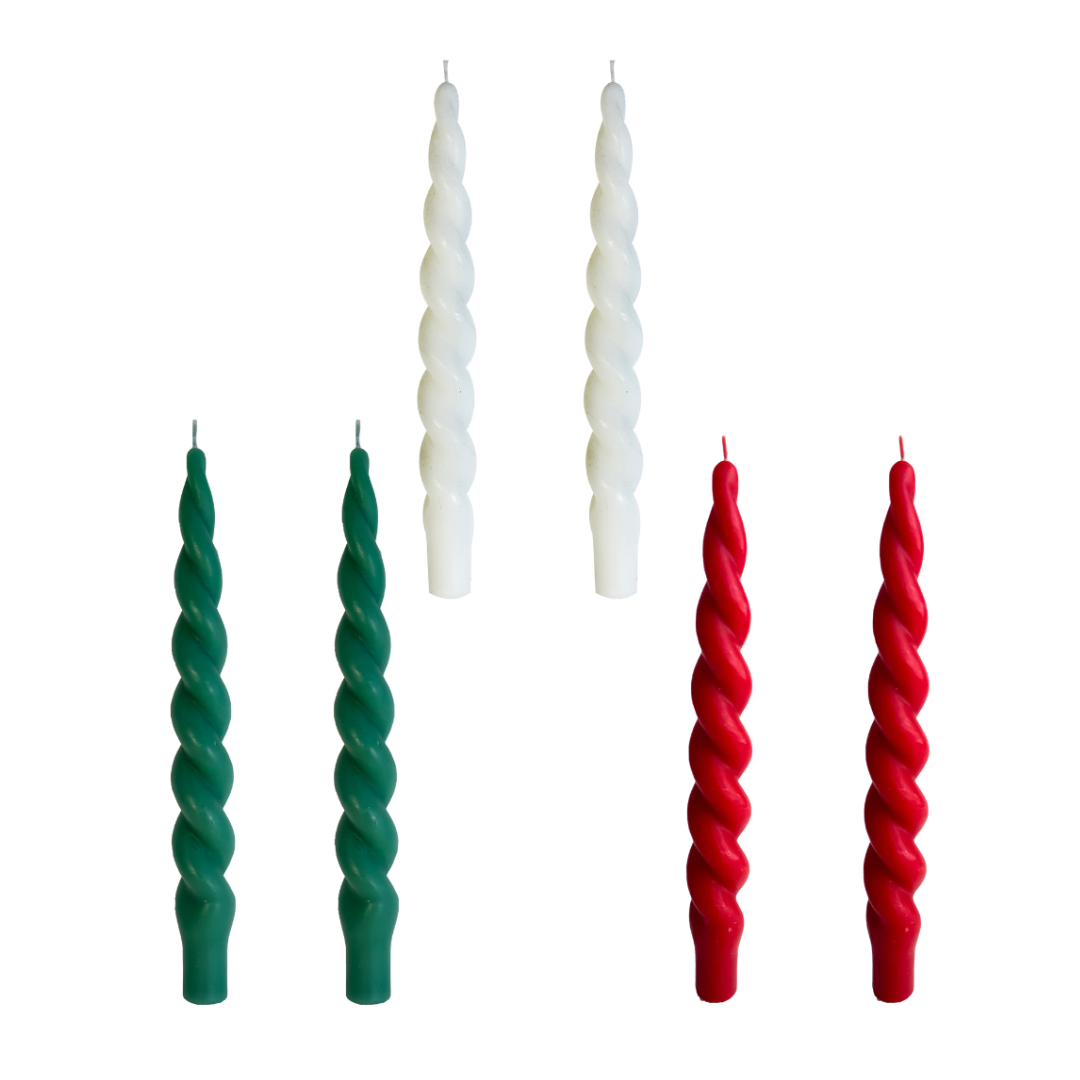 Twisted Taper Candles – Holiday Set of 2