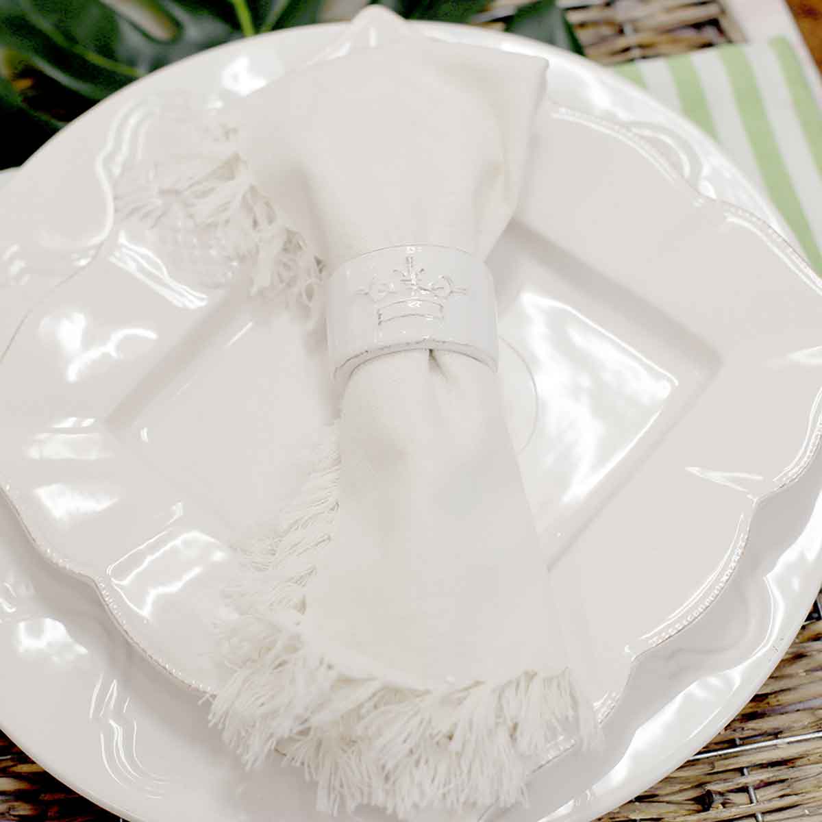 Fringe Napkin in Soft White