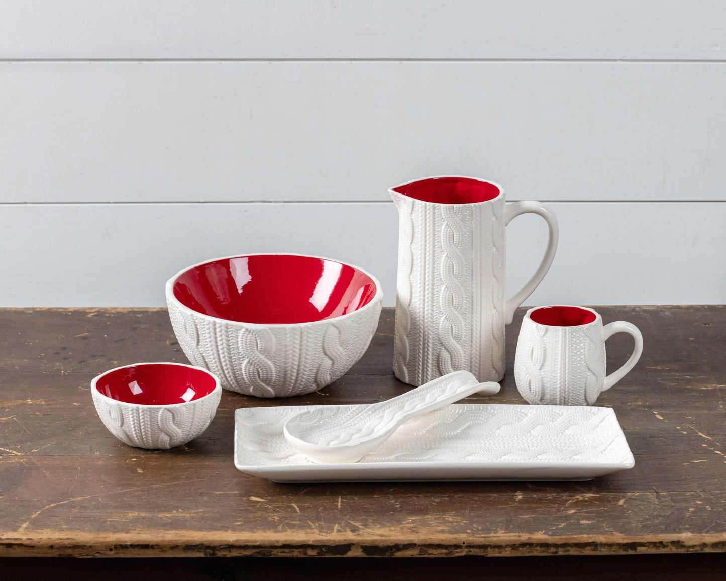 Cream Knit Ceramic Pitcher – 8”