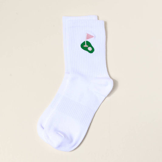 Golf Embroidered Crew Socks