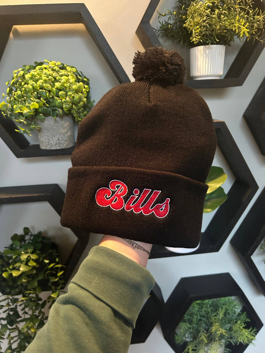 Embroidered Buffalo Bills Cursive Beanie: BLUE / Beanie (No Pom)