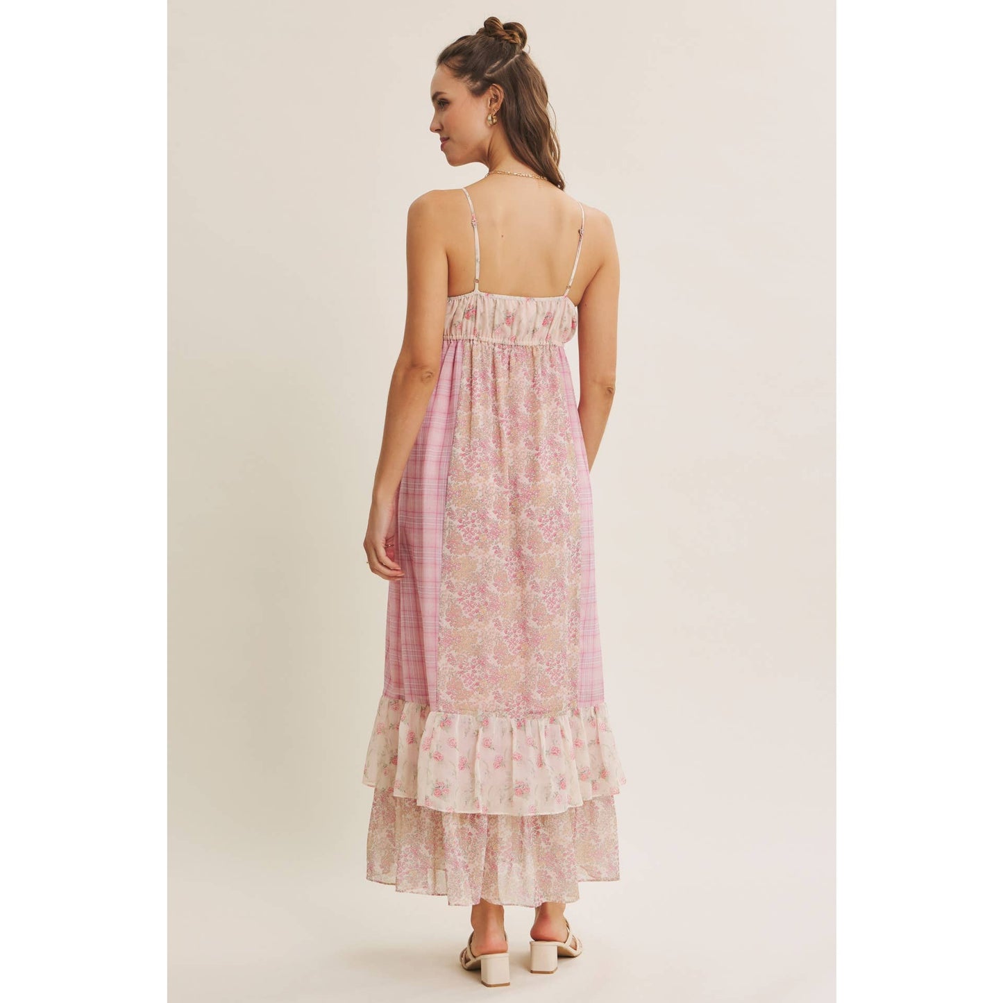GARDEN PARTY ROMANTIC MIXED PRINT CHIFFON MAXI DRESS