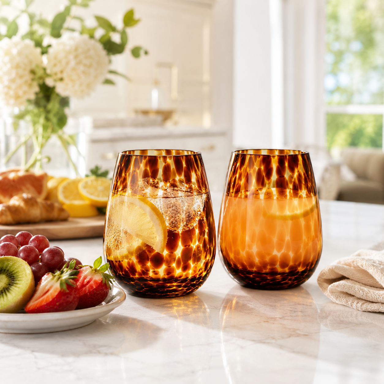 Leopard Print Stemless Wine Glass | Set of 2