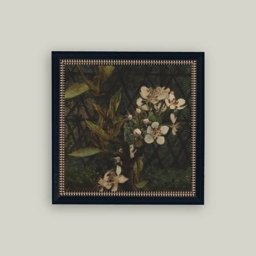 Dark Apple Blossoms Framed Antique Art