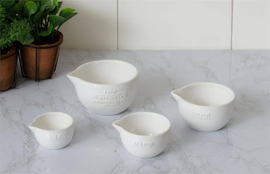 White Cottage Ceramic Measuring Cups (Set of 4)