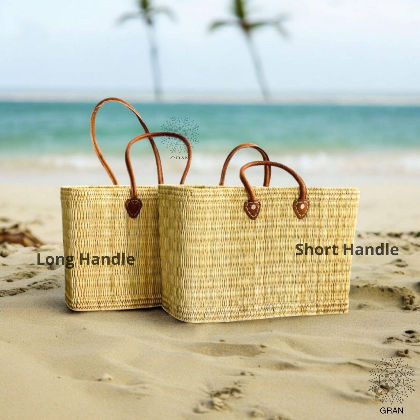 Market Reed Storage, Leather Baskets Shopping Bag.