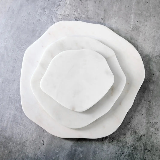 White Marble Organic Shaped Plate
