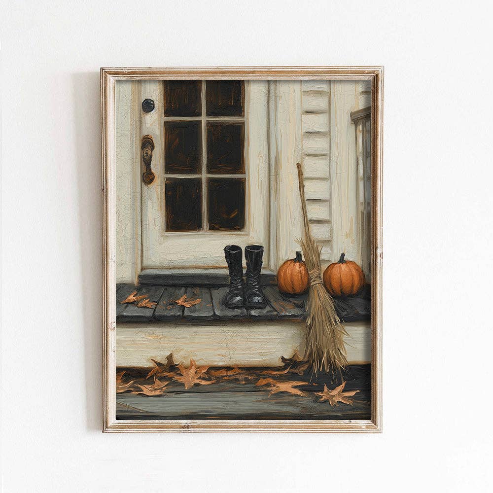 Autumn Front Porch Art Print: 11x14