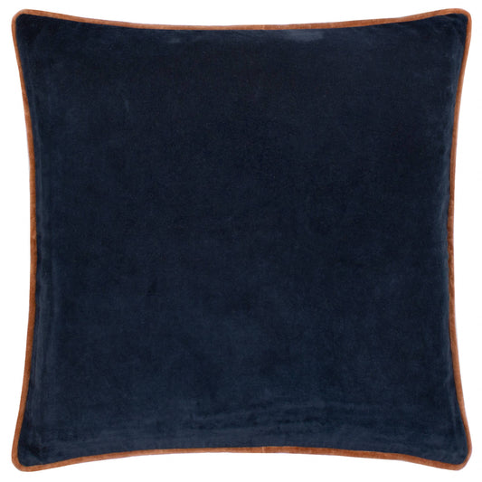 Bailey Brushed Cotton Velvet Cushion Dark Navy/Nutmeg