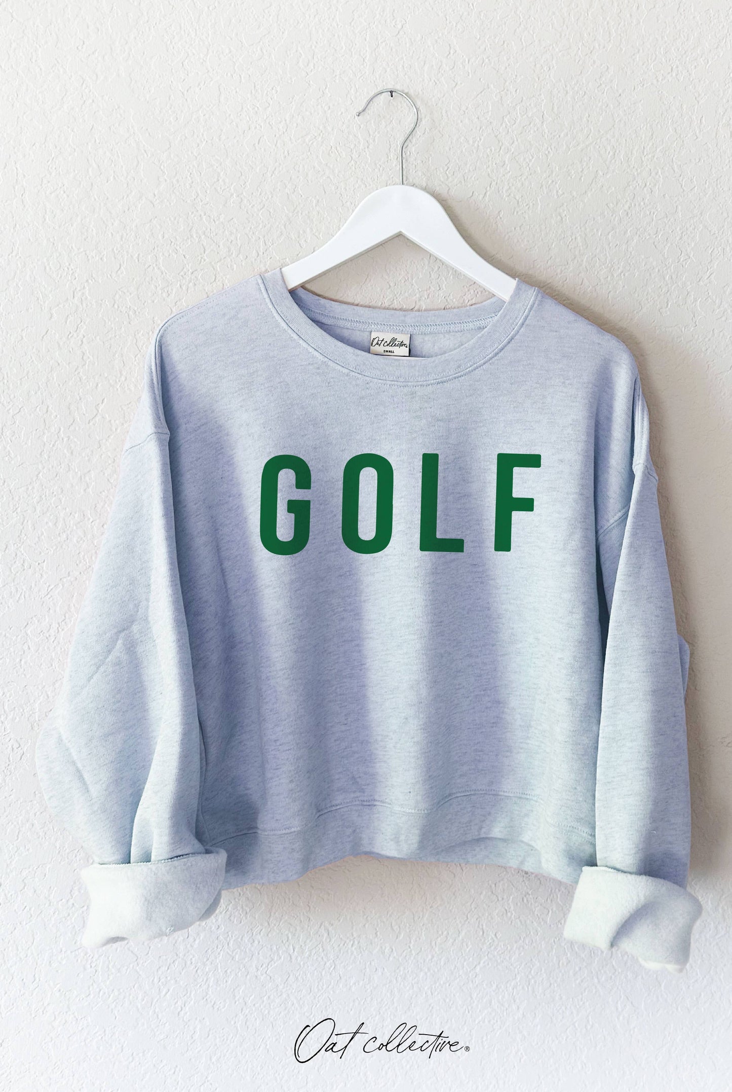 GOLF Mid length Cropped Graphic Fleece Pullover Relaxed Fit.: VINTAGE WHITE / XL
