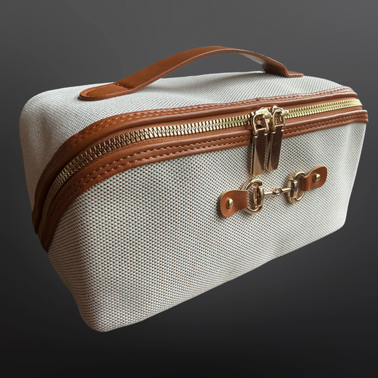 Western Equestrian Canvas Toiletry Bag With Snaffle Bit