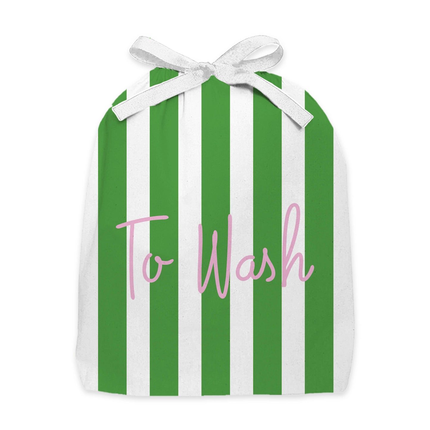 Green Striped Laundry Bag
