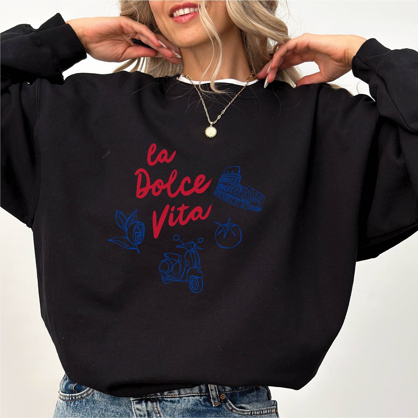 La Dolce Vita Sweatshirt Cozy Italian Aesthetic Summer: White / Small
