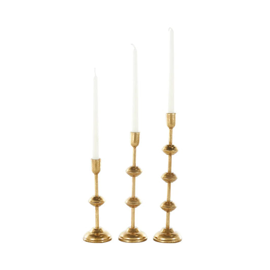 Contemporary Gold Metal Candle Holder Set