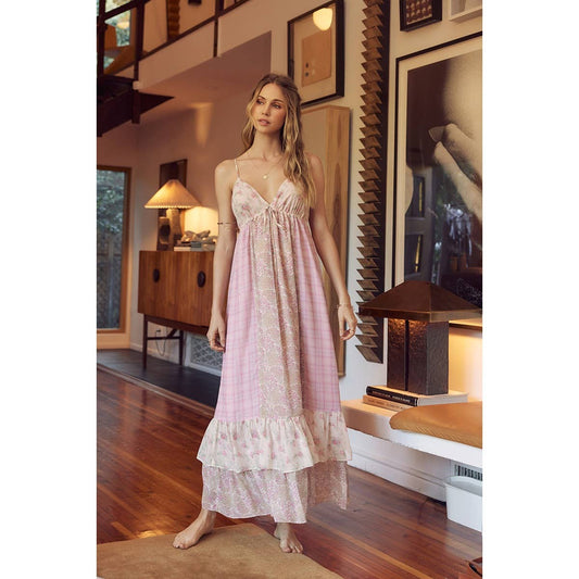 GARDEN PARTY ROMANTIC MIXED PRINT CHIFFON MAXI DRESS