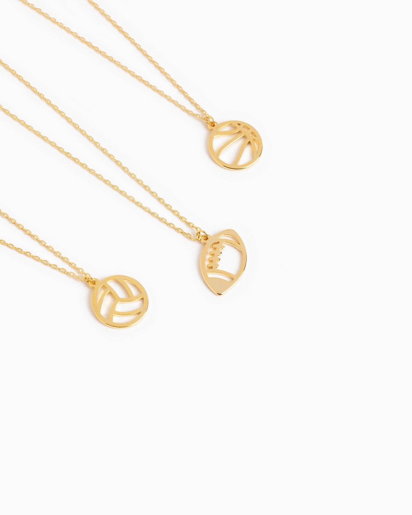 American Football Cutout Pendant Necklace: Gold