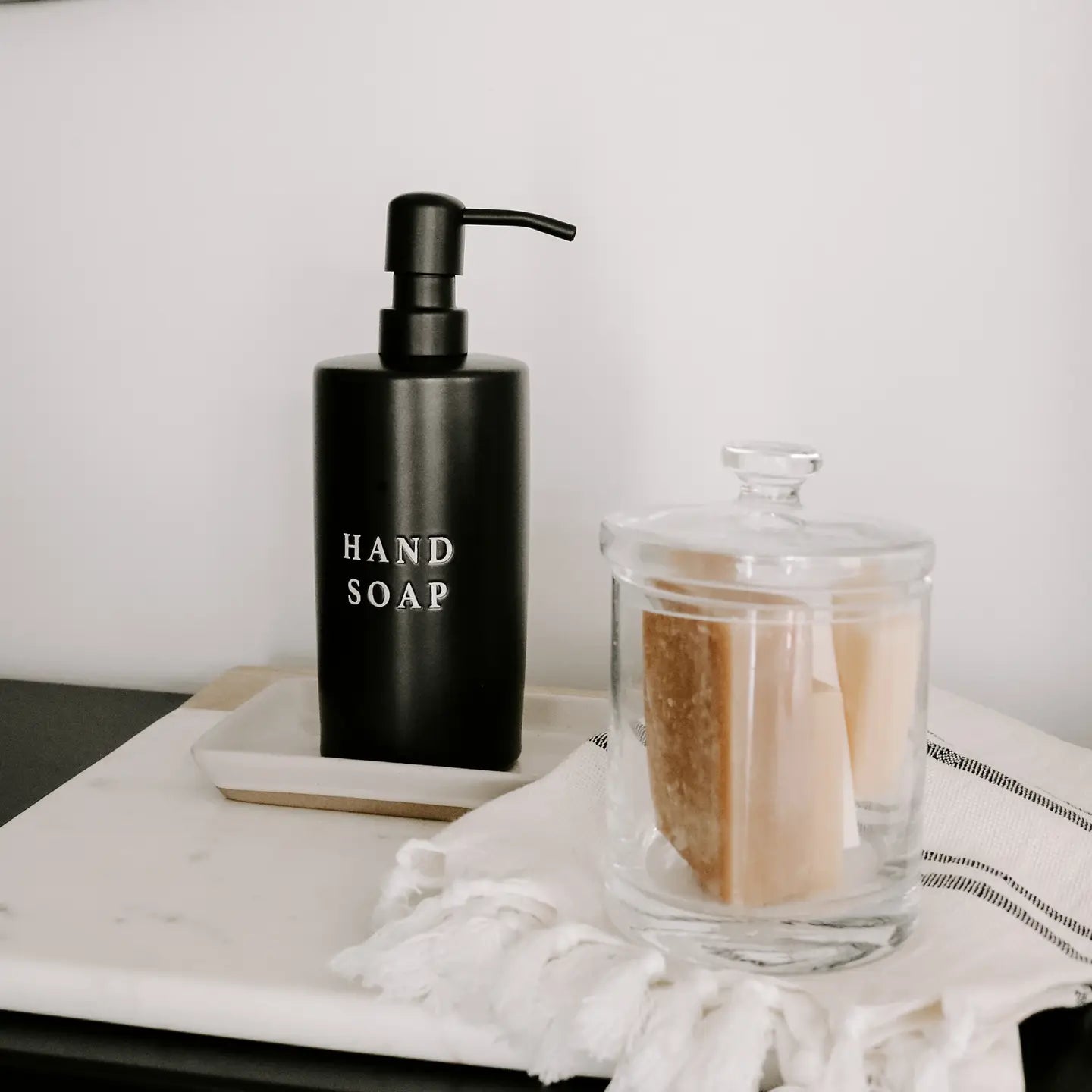 15oz Black Stoneware Hand Soap Dispenser