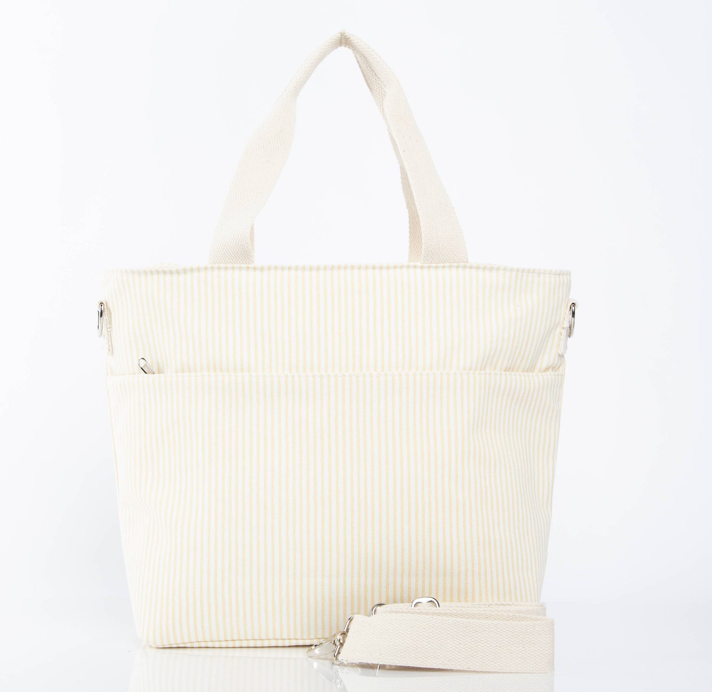 Striped Cooler Tote – Pastel Yellow