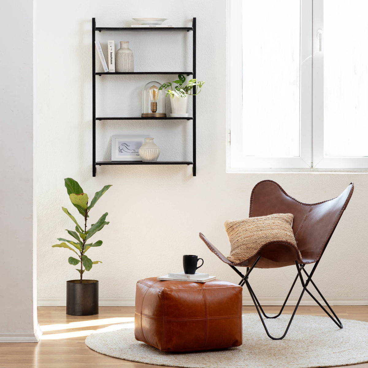 Phantom Solid Wood & Iron Wall Mounted Shelf for Living room