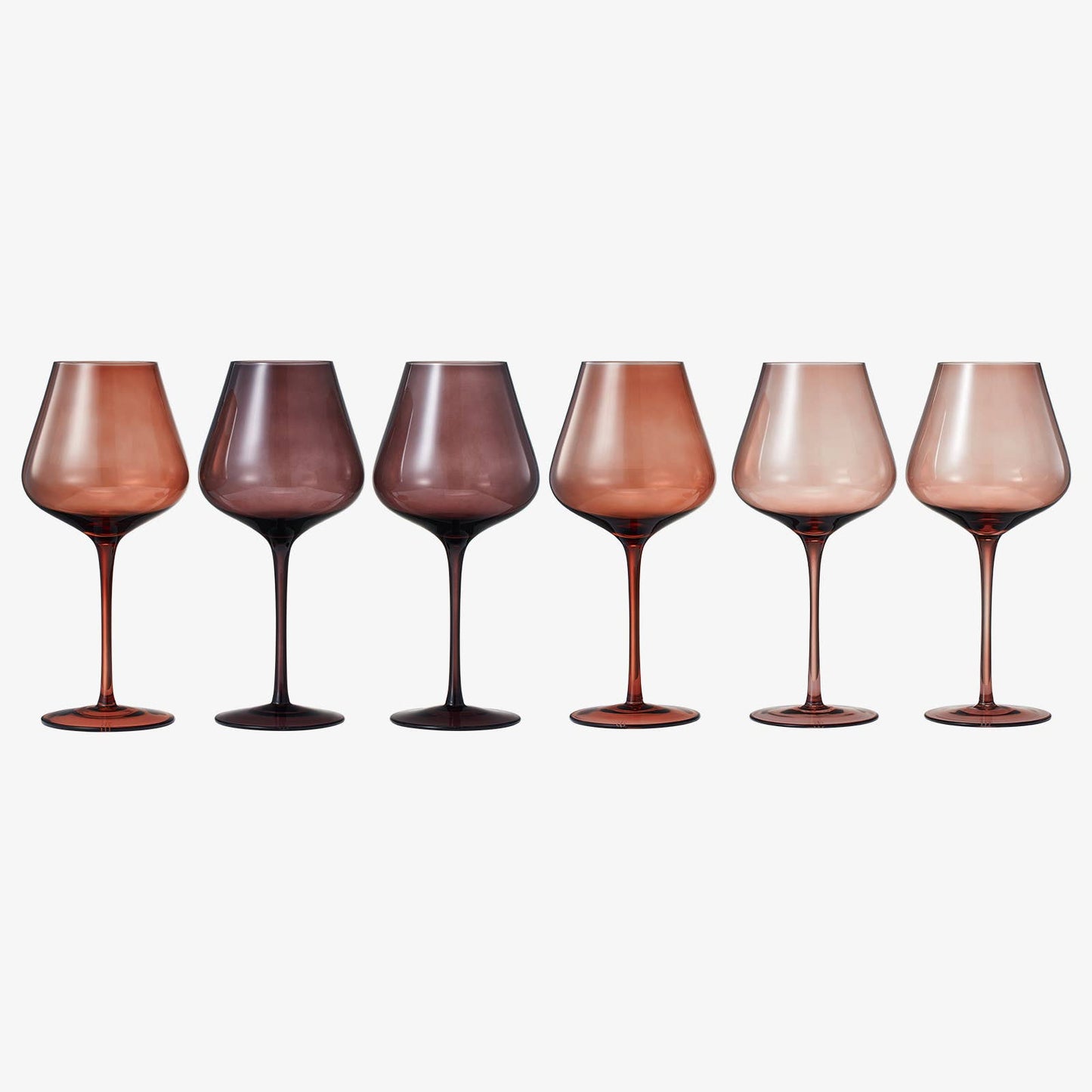 Colored Wine Glass Set, 20oz Glasses Set of 6 (Brown)