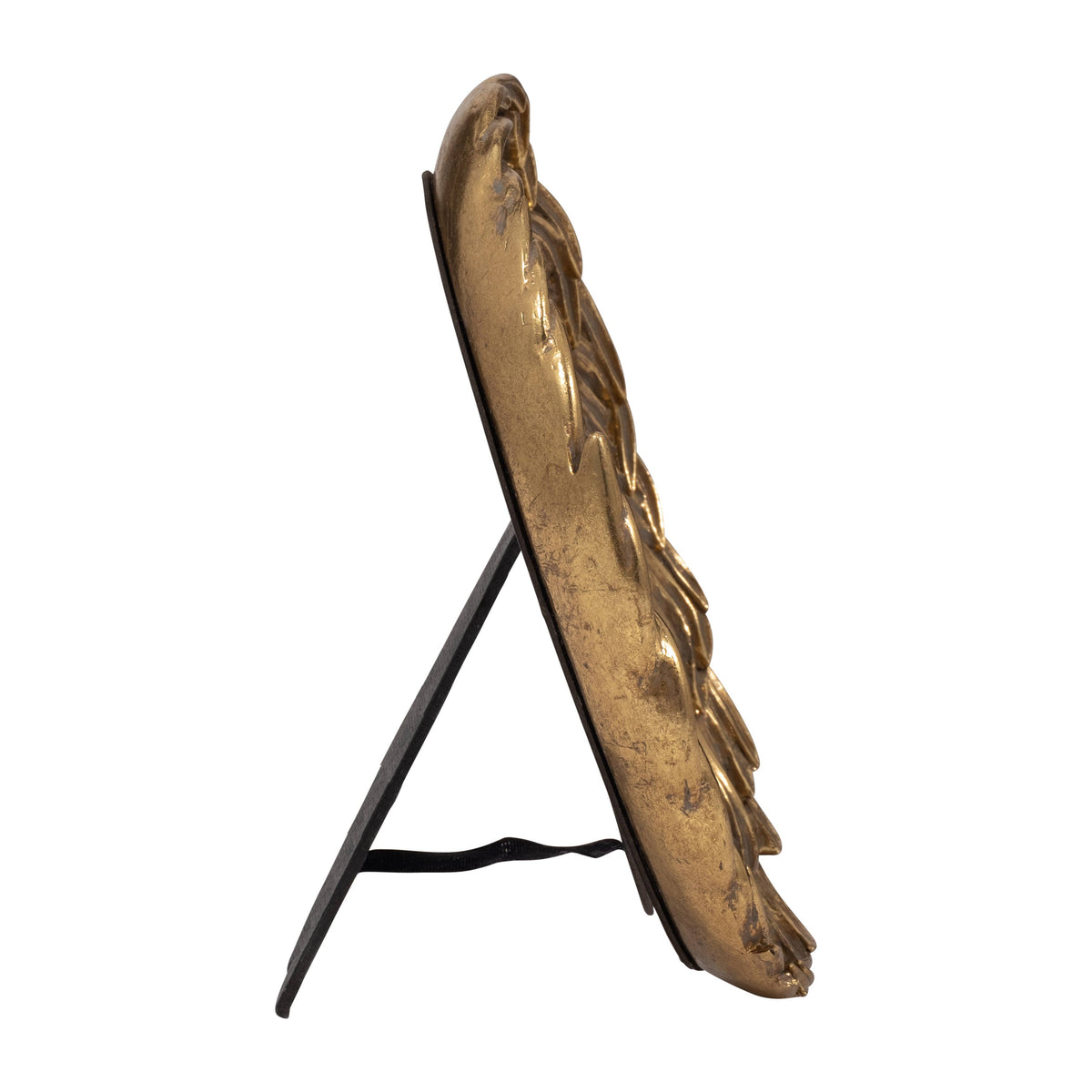 Photo Frame - Gold Polyresin Feathers Around Oval, 4x6 in.