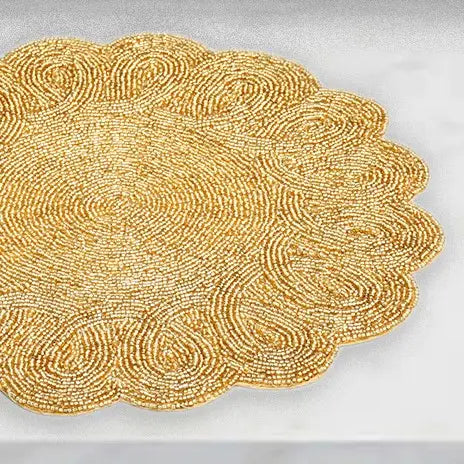 Beaded Gold Swirl Petal Placemat