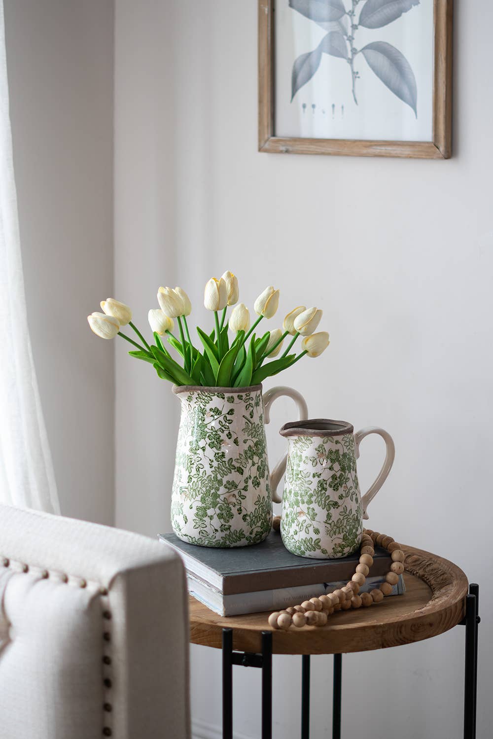 8x5.5x9" Verdant Garden Ceramic Pitcher