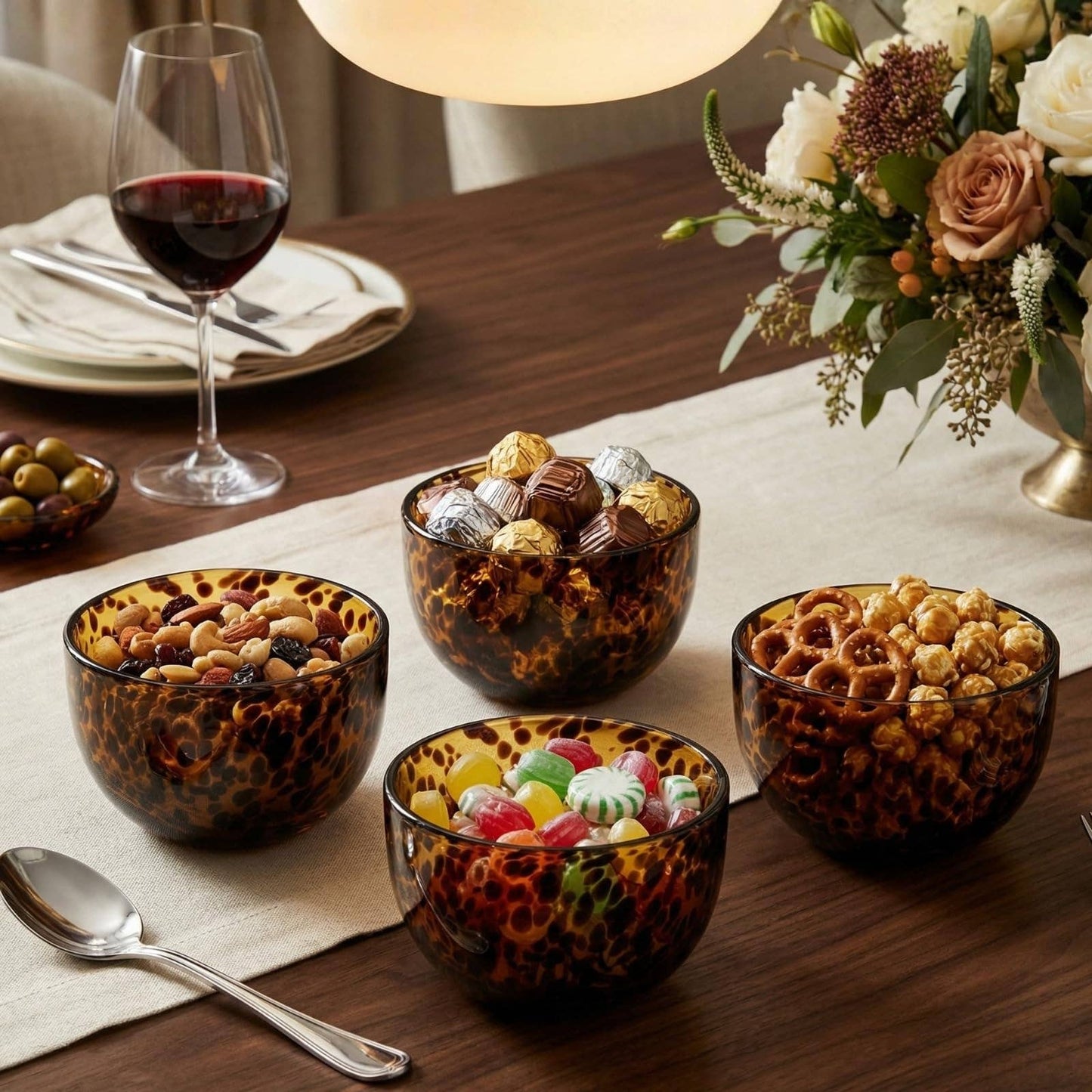 Tortoiseshell Glass Bowls - Set of 4