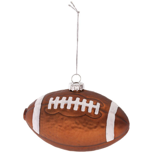 Glass Football Christmas Ornament