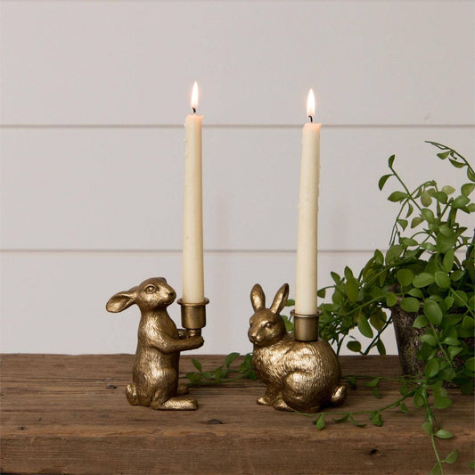 Gold Bunny Tapered Candle Holders (Pk/04 Ast)