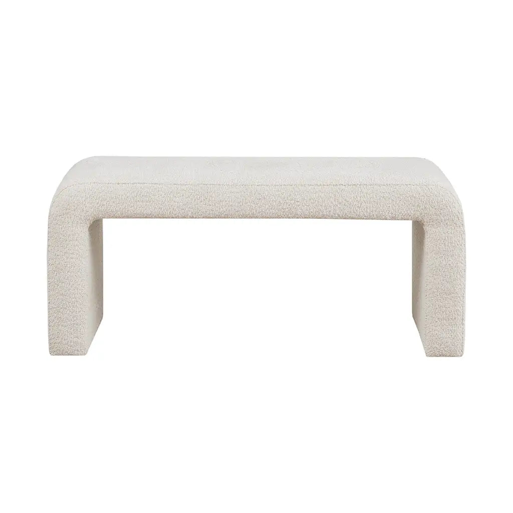 Cream Boucle Waterfall Accent Bench