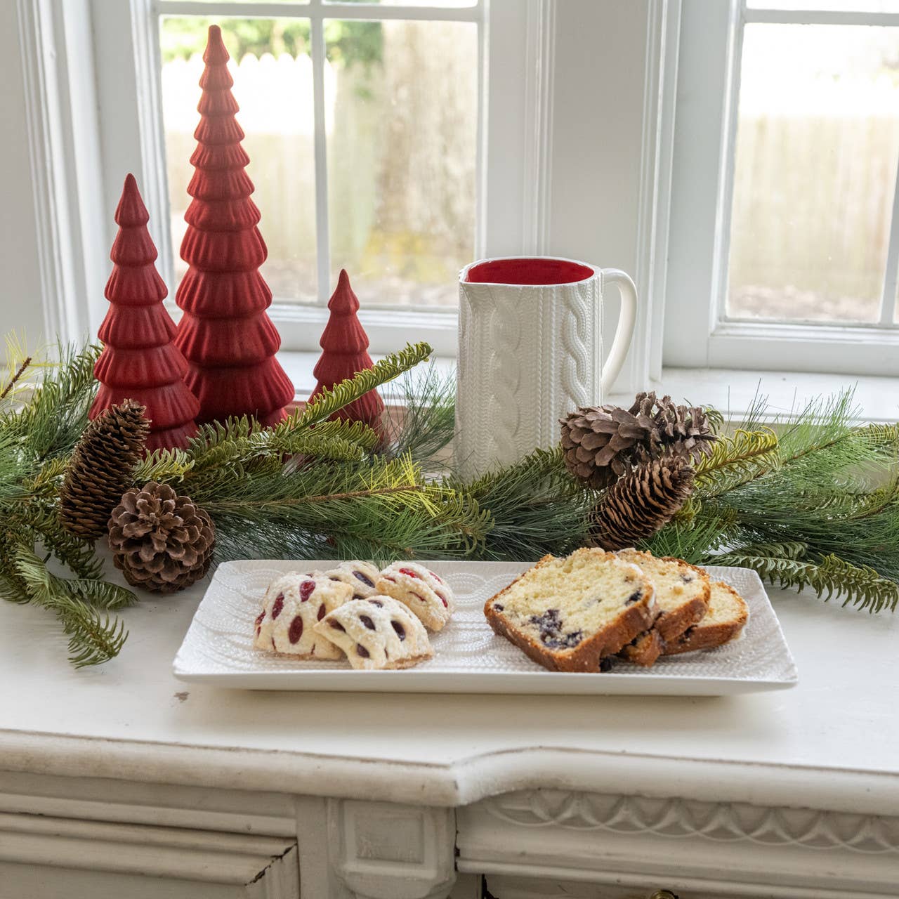 Cream Knit Ceramic Platter – 15.5”