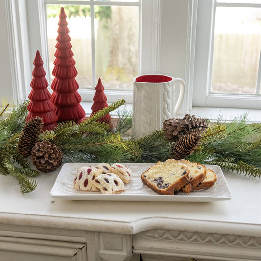 Cream Knit Ceramic Platter – 15.5”