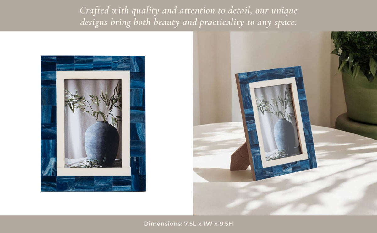 Photo Frame - Blue Resin Modern Geometric Border, 5x7 in.