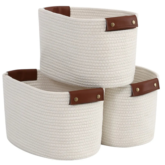 3 Pack Woven Cotton Rope Basket