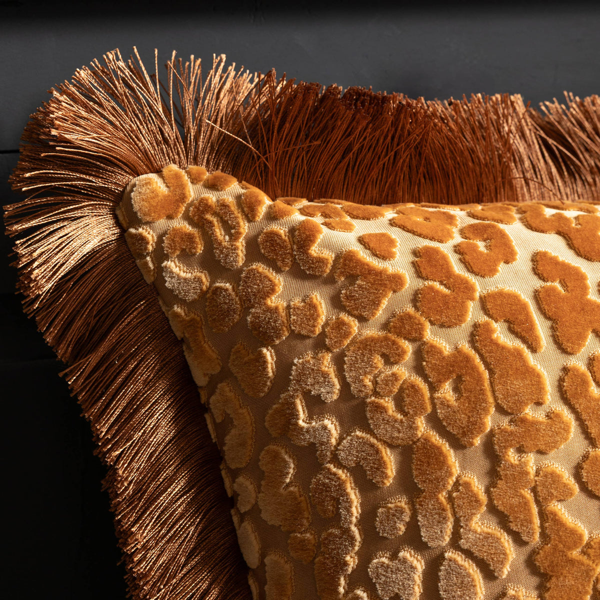 Leopard Love Cut Velvet Cushion Caramel