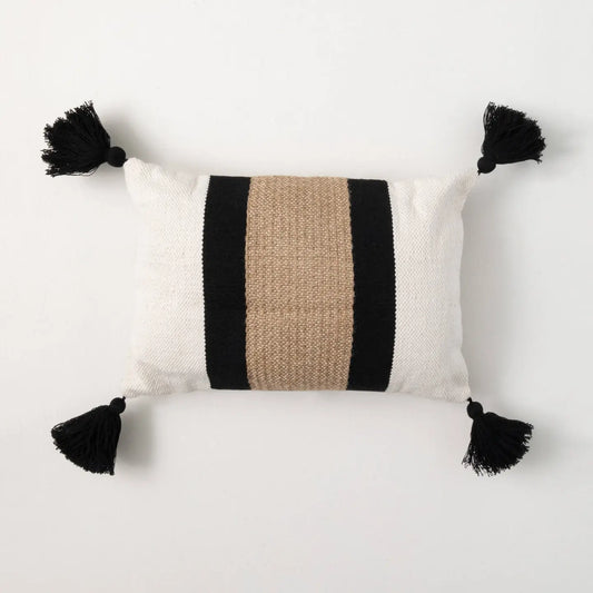 Stripe Bolster Tasseled Pillow