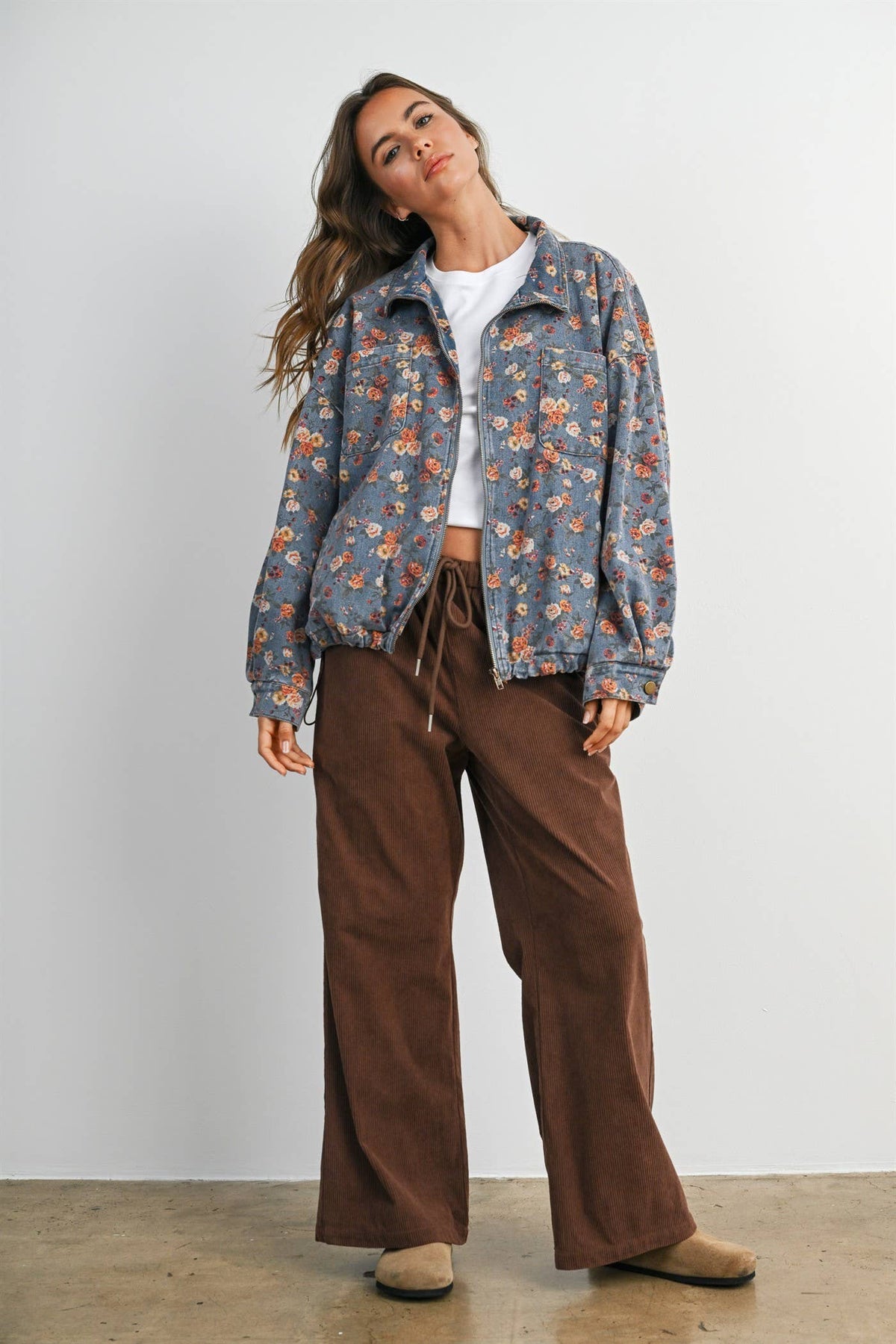 Floral Print Denim Jacket