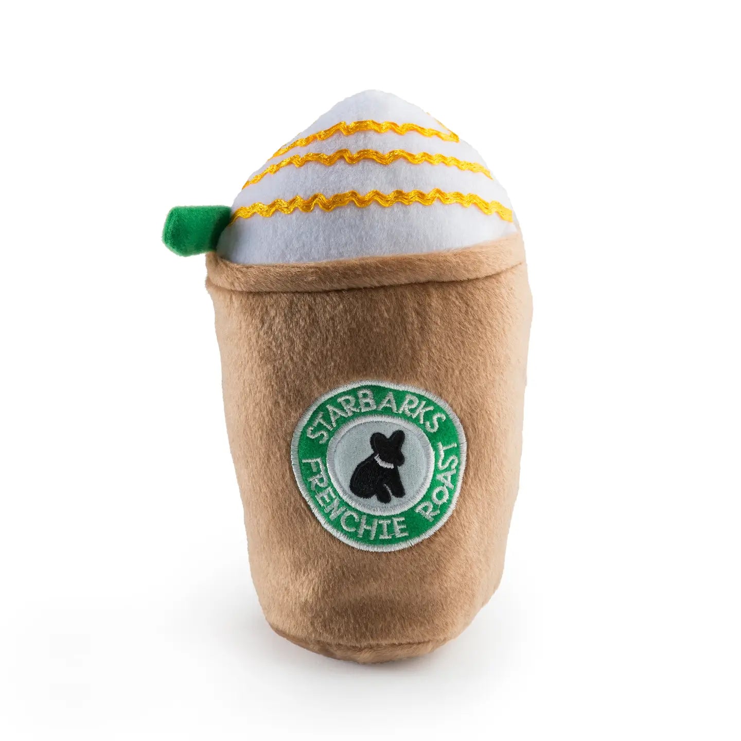 Starbarks Frenchie Roast w/ Straw Squeaker Dog Toy