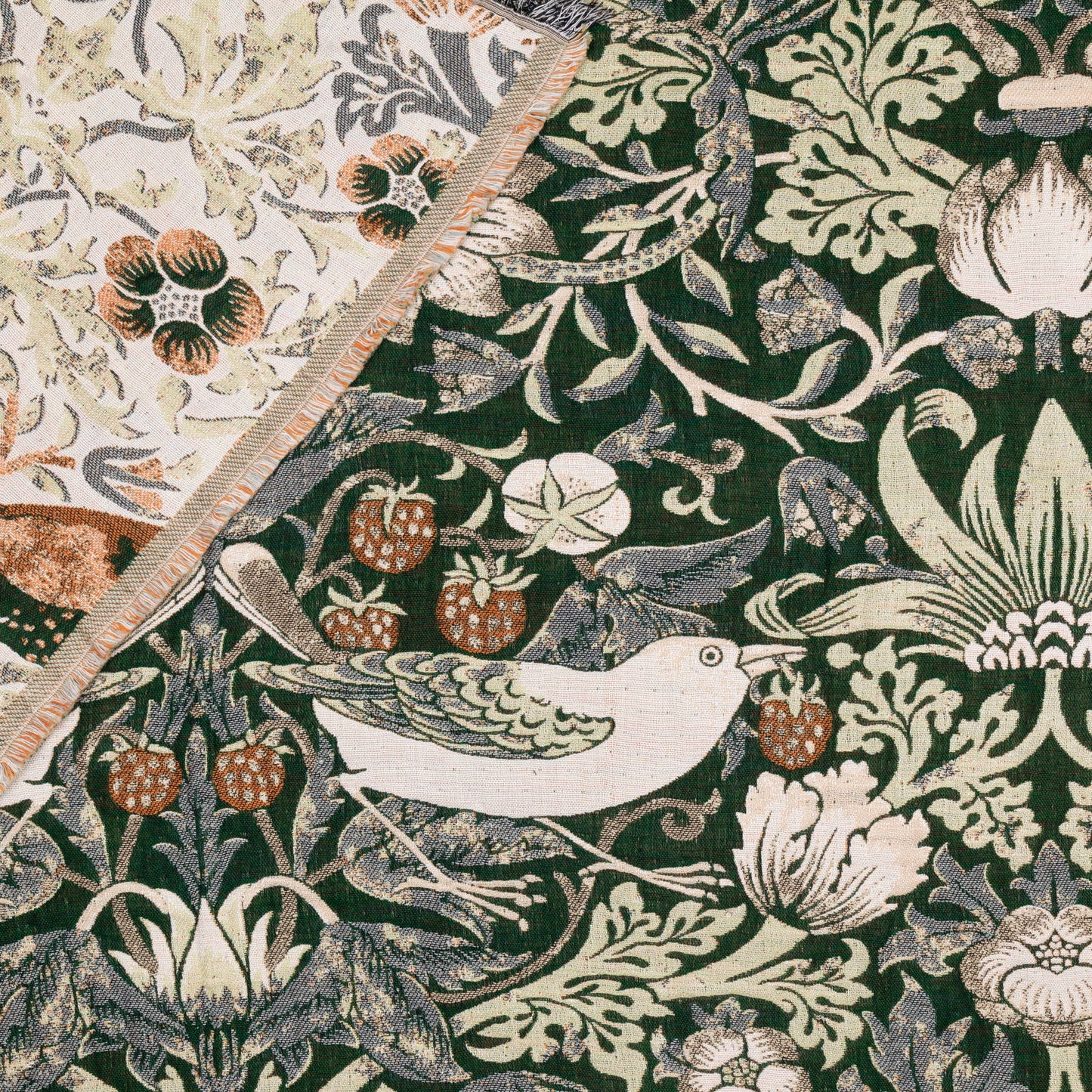 Strawberry Thief Jacquard Throw Forest