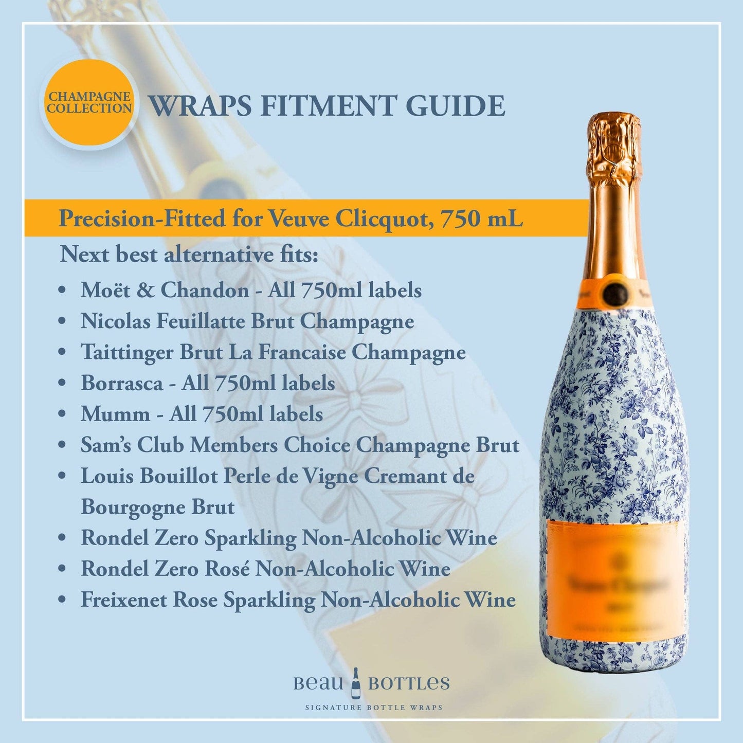 Beau Bottles Blue Easter Bunny Toile- Champagne Collection