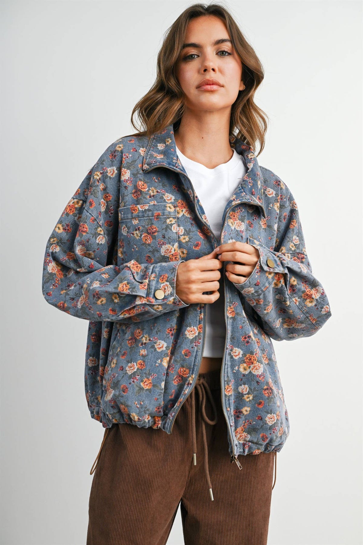 Floral Print Denim Jacket