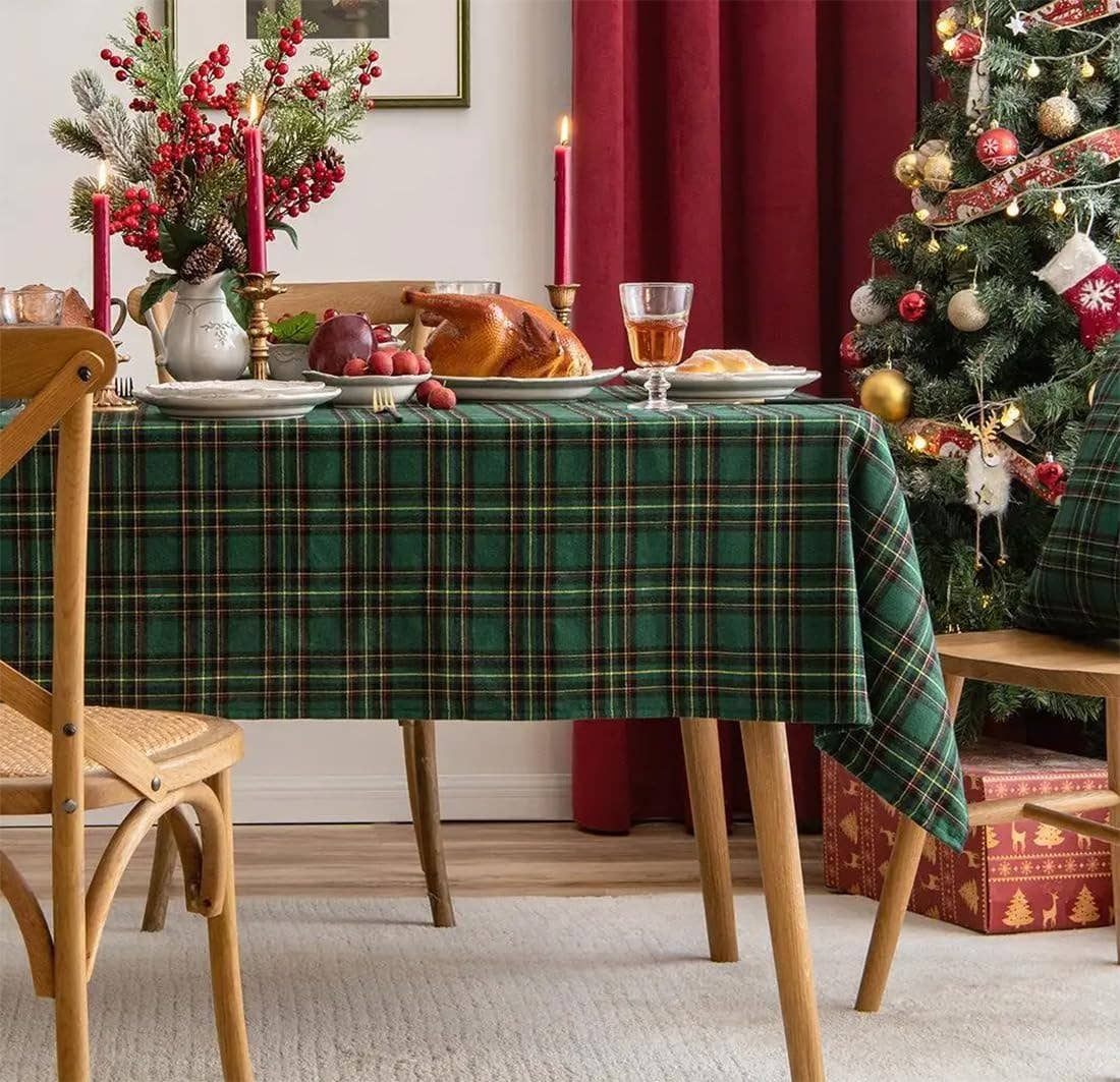 Classic Green Tartan Festive Tablecloth