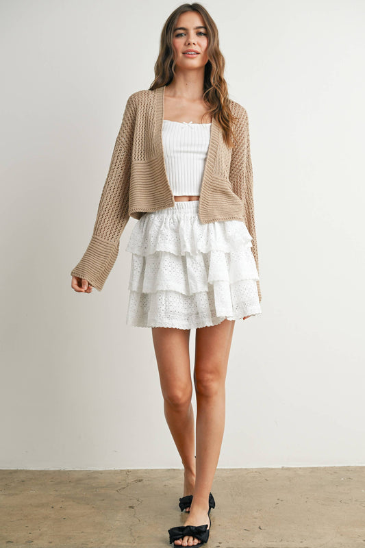 The Rowan Cardi – Textured Crop in Taupe