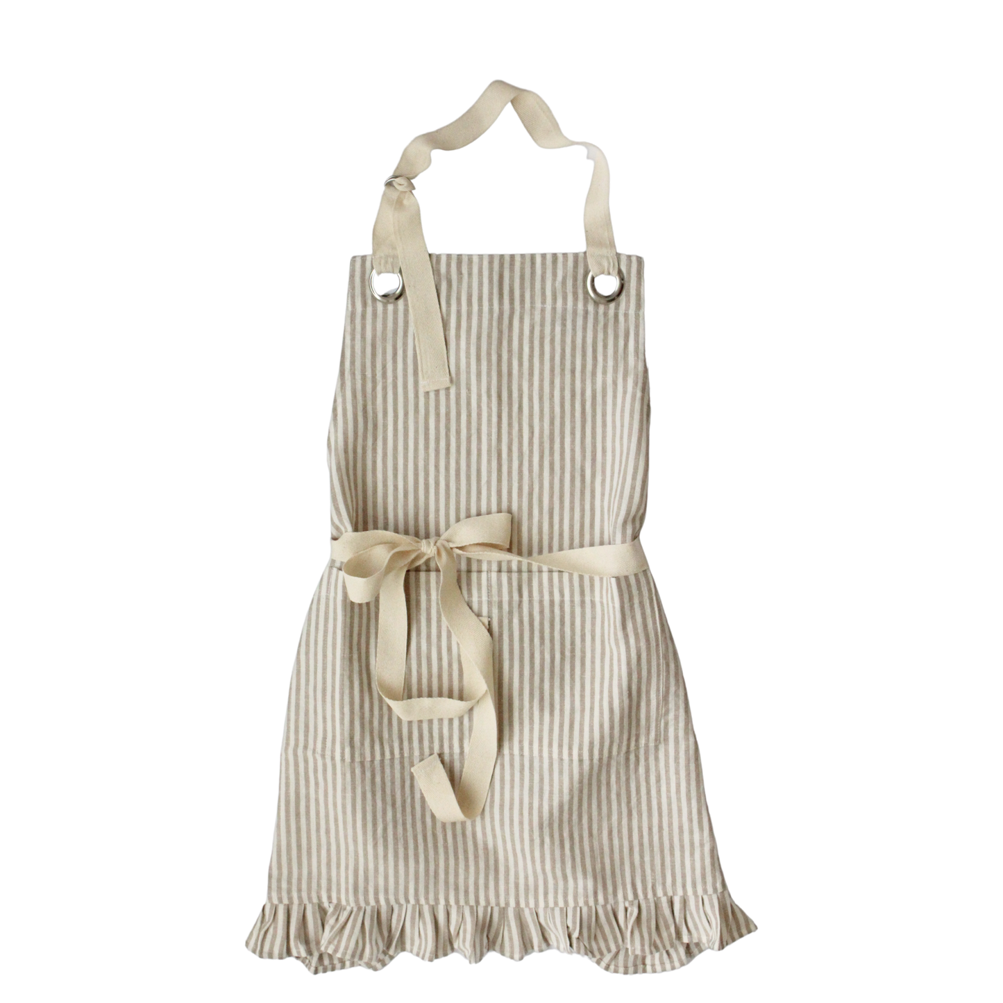 Ruffle Pin Stripe Apron: Green