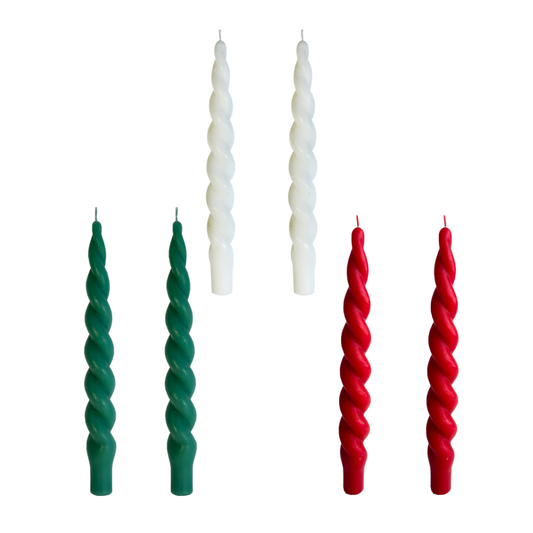 Twisted Taper Candles – Holiday Set of 2